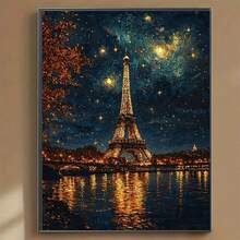 DIY Landscape Series Eiffel Tower Pattern Full Moon Diamond Painting Kit, Full Round Diamond, Home Wall Decor Gift - Multicolor - View 10