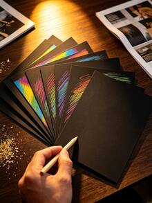 100/50/5pcs Scratch Art Paper, DIY Magic Scratch Painting Set, Rainbow Scratch Paper, Colorful Scratch DIY Graffiti, Rainbow Scratch Painting Set, DIY Painting Set, Reveal Hidden Vibrant Color Patterns, Creative Cardboard Art, Fun Choice For Back To School Season - Multicolor - View 3