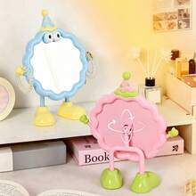 Cute Big Eye Makeup Mirror, Cartoon Adjustable Angle & High Definition Glass Mirror, Portable Desktop Mirror With Cute Animal & Face Design, Adjustable Stand Suitable For Vanity, Bedroom, Easy To Clean, Bedroom Makeup Mirror - Multicolor - View 10