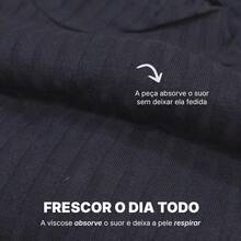 Blusa Feminina Soft Slim Canelado Gola V - Preto - Visão 6