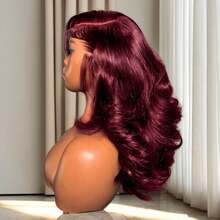 32 Inch 13x4 Lace Front Wigs Human Hair Pre Plucked 99J Burgundy Body Wave Lace Front Wigs With Baby Hair 250 Density, Real Human Hair No Synthetic Blend No Tangle No Shedding Triple Lifespan 3X - S99J - 查看 1