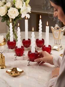 Candle Holder/Candelabra, Transparent Crystal Diamond Candle Holder Set With Polished Metal Base, Suitable For Home, Office And Party Decoration, Practical Round Display Base, Romantic Wedding Home Decor, Decorative Tabletop Accessory, Gift - Stylish Rose Design - View 8