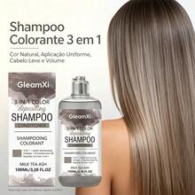 Milk Tea Gray 3-in-1 Color Depositing Shampoo 100ml | Cuci, Rawat, Warnai | Alat Penyegar Warna 3-in-1 | Lembut & Melembapkan Tanpa Merusak Rambut | Ukuran Portabel untuk Perjalanan | Krim Pewarna & Perawatan Rambut - Teh Susu Abu - View 1