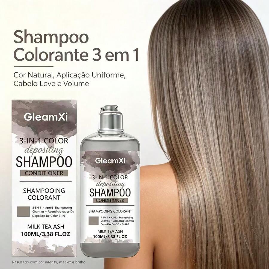 Milk Tea Gray 3-in-1 Color Depositing Shampoo 100ml | Cuci, Rawat, Warnai | Alat Penyegar Warna 3-in-1 | Lembut & Melembapkan Tanpa Merusak Rambut | Ukuran Portabel untuk Perjalanan | Krim Pewarna & Perawatan Rambut - Teh Susu Abu - View 1