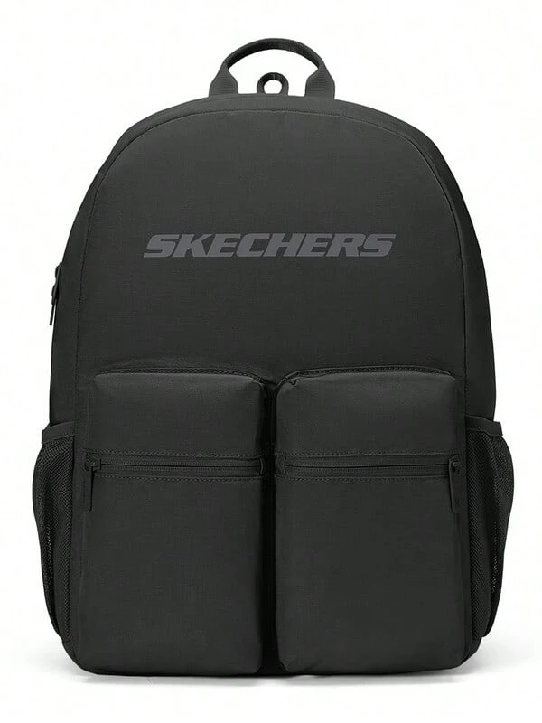 Skechers Unisex Durable Water-Resistant Large Capacity Student Backpack With Multiple Compartments For School And Commuting, Minimalist Design, Size: Approx. 47x32x15cm - Black - View 1