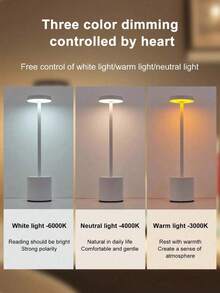 Premium Modern LED Table Lamp, Metal Body Touch-Control Rechargeable Eye-Friendly Desk Light, Large-Capacity Battery Bedside Night Lamp, Minimalist Soft Ambient Light, For Living Room, Bedroom, Office, Nightstand, Ins-Style Home Decor Lamp - Multicolor - View 8