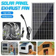 10W Solar Panel Dual Fan Kit, Waterproof Solar Powered Ventilation Fan, DC Cooling Exhaust Fan, Outdoor Solar Vent Fan For Greenhouse, Pet House, Shed, Window, RV, Outdoor Enclosure Circulation Fan - Black - View 7