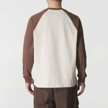 Skechers Unisex Raglan Long Sleeve T-Shirt Skin-Friendly Breathable Loose Color-Block Base Layer Top - White Brown - View 3