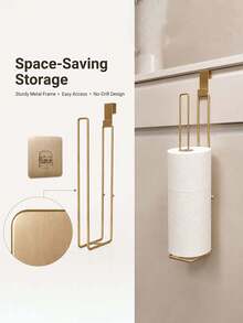 1pc Modern Luxury Metal Paper Towel Holder, Multi-Function Long Wall-Mounted Storage For Kitchen, Bathroom, Home Cabinets And Daily Home Organization - Multicolor - View 1