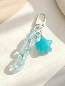 1pc Colorful Five-Pointed Star Keychain Pendant Bag Charm Candy Color Keychain Transparent Chain Pendant Student Backpack Bag Charm Keychain Gift For Girls - Multicolor - View 9