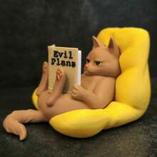 1pc Premium Printed Popular Cat Creative Model Figurine Reading Cat Small Statue Funny Multi-Color Detachable Cute Cat, Home Desktop Decor, Suitable As A Gift - Multi-color - View 2