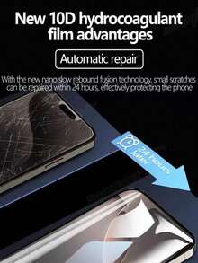 2pcs Dust-Proof Hydrogel Screen Protector, Compatible With IPhone 17 Pro Max 6.9 Inch, 17 Pro/17/17 Air/16 Pro Max/16/16 Pro/16 Plus/15 Pro Max/15/15 Pro/15 Plus/14 Pro Max/14/13 Pro Max/12/11, High Definition Transparent Gel Film, Supports Fingerprint Unlock, Ultra-Thin Self-Healing - Clear - View 4
