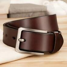 Casual Men's PU Leather Belt, Square Minimalist Alloy Buckle, Suitable For Work, Daily Wear And Gatherings - Brown - View 5