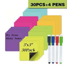 Reusable Magnetic Sticky Notes, 3x3 Inch, With 4 Markers, Erasable Labels, Suitable For Whiteboards, Refrigerators, Storage Cabinets And Other Smooth Surfaces, Perfect For Office, Classroom Organization And Home Reminders, Essential For Meetings And Office Work, Recommended For Back To School Season - A - View 8