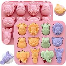 1 Pack Animal Silicone Molds For Chocolate Candy Jelly Cute Panda Lion Elephant Hippo Shapes Versatile DIY Tools For Cake Decorating Soap Candle Making Ice Cubes - Multicolor - View 8