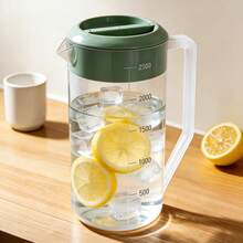 EKWY Jarra Medidora de Plastico 2.5L con Tapa y Asa -Dispensador Transparente para Agua Fria, Jugo, TeHelado y Limonada - Botella Reutilizable conMedidasjarra plastica grande, jarra medidora 2.5litros, dispensador de agua fria, jarra paralimonada, jarra t - Verde - Ver 4