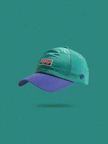 1pc Contrast Color Quick-Dry Sun Hat, Unisex, Outdoor Casual Embroidered Baseball Cap, Suitable For Outdoor Camping And Daily Wear - Color-block Embroidery - View 6