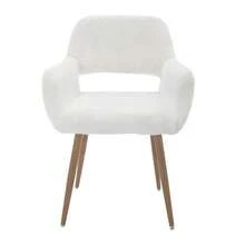 Dining Chairs With Faux Fur, Pink - Mid-Century Style - 白色 - 查看 2