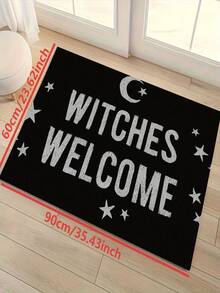 1pc New Halloween Witches Welcome Letter Star & Moon Pattern Door Mat, Suitable For Living Room, Bedroom, Indoor - Machine Washable - Flannel Material, Soft & Delicate, Skin-Friendly, No Pilling, Water-Resistant, Easy Care, Odorless - Perfect For Home Decor, Room Decor, Living Room Rug, Bedroom Rug, Bathroom Rug, Kitchen Rug, Area Rug, Hotel Decor - Area Rug, All Season - Multicolor - View 6