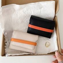 Pebbled Faux Leather Card Holder, ColorBlock Strap Multi-Card Case WithIndependent Coin Pocket - Multicolor - View 7