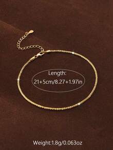 Ultra-Fine 925 Sterling Silver Cauliflower Chain Anklet, Versatile Sweet Silver Jewelry, Suitable For Daily Wear - Yellow Gold - View 2