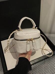 Lightweight Mini Chain Bag Quilted Handbag Bucket Bag Suitable For Girls College Students And Office Workers - White - View 12