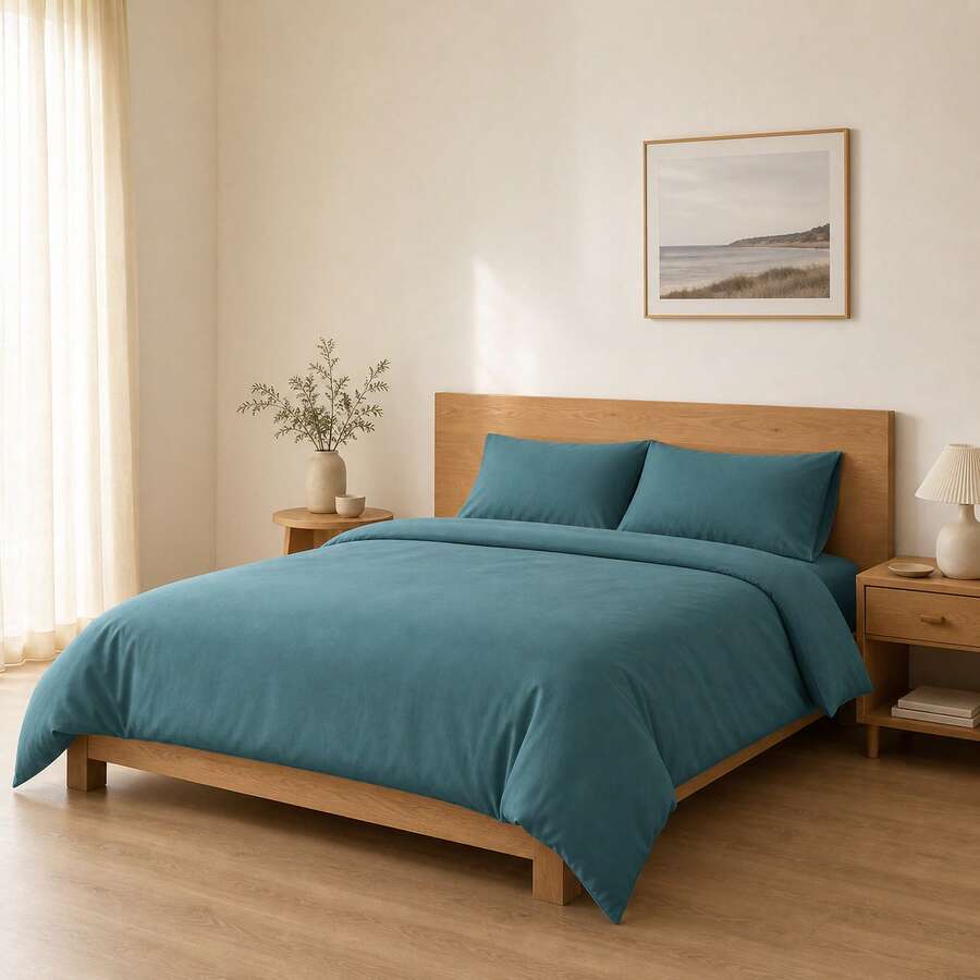 POLIGONO Duvet Covers Sets - Teal Blue - View 1