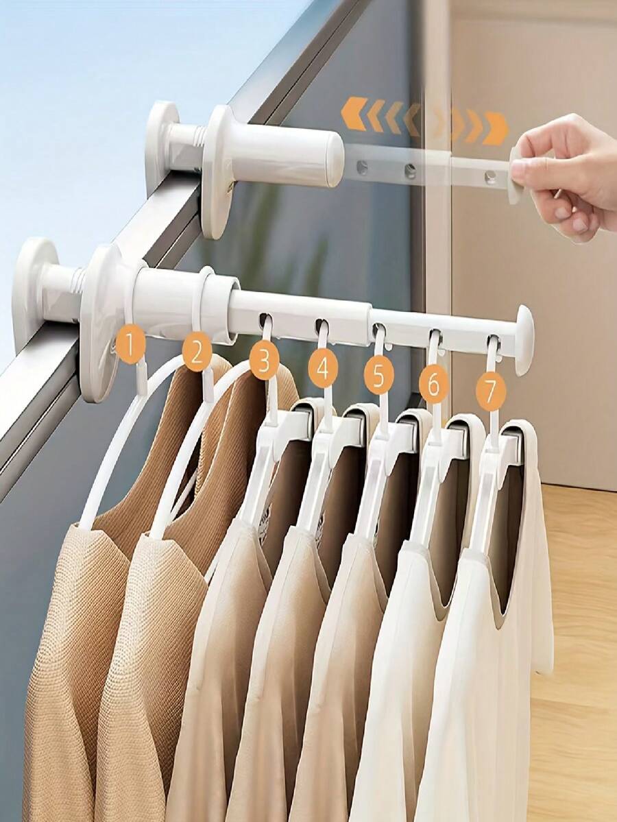 Gongqin Travel Clothes Drying Rack, No-Drill Telescopic Drying Pole, Foldable Multi-Function Hotel Balcony Laundry Drying Tool