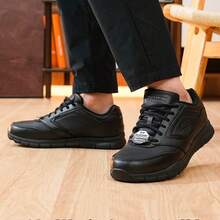 Skechers 男士防滑耐磨軟底上班通勤輕便商務休閒運動鞋 - 黑色 - 查看 3