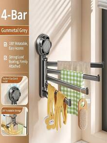 1 pieza Barra y estante para toallas con ventosa ajustable - Perchero giratorio sin taladro, succión de vacío fuerte, gancho de ducha de plástico resistente a la oxidación montado en la pared, adecuado para baño pequeño, cocina, ducha, estante multifuncional para almacenamiento de toallas de mano - Multicolor - Ver 6