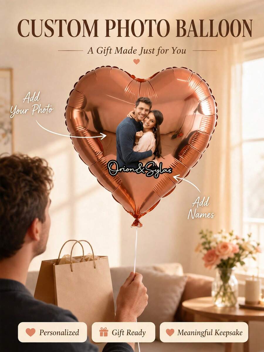 Customizable Photo Balloons - Personalized Photo Decoration, Suitable For Birthday, Wedding, Graduation And Anniversary - No Power Required, Multiple Colors Available; Perfect For Photography, Party Supplies, Holiday Decor And Event Planning - Multicolor - View 1