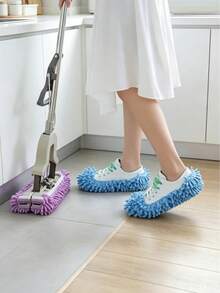2 Pieces Set Of Ultra-Fine Fiber Mop Slippers - Reusable Mop Shoe Cover, Suitable For Kitchen, Bedroom, Living Room, Lazy Slipper Cover - Washable Slipper Cover Suitable For Dust Removal, Hair Sweeping, Floor Cleaning - Multicolor - View 6