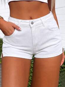 Summer New Versatile Distressed Vintage Denim Shorts, Skinny Sexy Shorts For Women - White - View 6