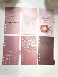 1 Set (6pcs) Rose Prologue Series Loose-Leaf Dividers, 6-Hole Loose-Leaf Notebook Inner Page Dividers, A6 Planner Refill Divider Pages, Floral Pattern, Ins Style, Sketch Rose Pattern Index Classification Pages, Compatible With A6 6-Hole Loose-Leaf Notebook Planner Storage Decoration Accessories, Back To School - Divider - View 10