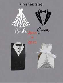 4pcs Wedding Glass Stickers, Personalized Wedding Decor Stickers, Gift Box Stickers, For Decorating Wedding Favors And Wine Glasses - Multicolor - View 11