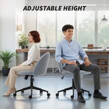 Teddy Fleece Office Chair With Wheels - Light Pink On-Site - Charcoal Grey + Fleece - View 6