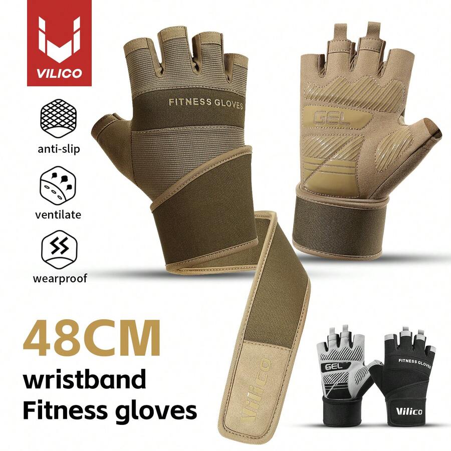 1 Pair VILICO Workout Gloves For Men And Women, Weight Lifting Gloves With Excellent Grip, Lightweight Gym Gloves For Weightlifting, Cycling, Exercise, Training, Pull Ups, Fitness, Climbing And Rowing