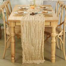 1pc Cheesecloth Table Runner, Semi-Transparent Gauze Tablecloth, Bohemian Or Rustic Style Wedding Table Decor, Suitable For Wedding Decoration, Arch Drapery, Bridal Shower, Holiday Party Decor - Multicolor - View 71