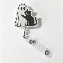 1pc Halloween Black Cat Ghost Holiday Retractable ID Badge Holder - Multi-color - View 9