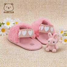 RABEISIR Spring/Summer Infant Girl Pre-Walker Shoes, Infant Plush Slippers 3-18 Months, Indoor - Baby Pink - View 3