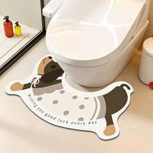1pc Bathroom U-Shaped Rug, Cute Puppy Print Bath Mat, Artistic Contour Design, Toilet Front Decorative Carpet, Place At Shower Door, Easy-To-Clean Home Decor Rug, Enhances Home Experience. Soft Texture, Comfortable Foot Feel, Suitable For Bathroom, Sink Area, Entryway And More - Multicolor - View 7
