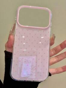 Cute Pink Polka Dot Pattern Glossy Jelly Phone Case, Compatible With IPhone 17 Pro Max 16 Pro Max 17 16 15 14 13 12 Pro Max 11, Cute Shockproof Soft Shell Back Cover - Baby Pink - View 4