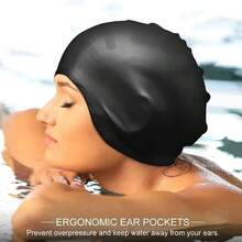 1pc Extra Large Silicone Ear Protection Swim Cap, Elastic Comfortable, Non-Tight Neck Adult Swimming Cap, Suitable For Men And Women - Multicolor - View 2
