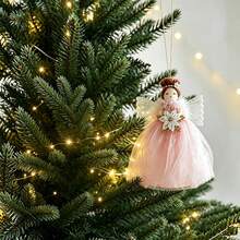 Angel Doll Christmas Ornaments Hanging Tree Topper Decorations For Party - Pink - View 3