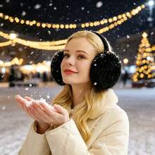 1pc Winter Earmuffs, Foldable Plush Ear Covers, Warm And Comfortable, Cute Women's Earmuffs, Adjustable Headband, With Plush Warm Lining, Winter Outdoor Warm Accessories - Multicolor - View 6
