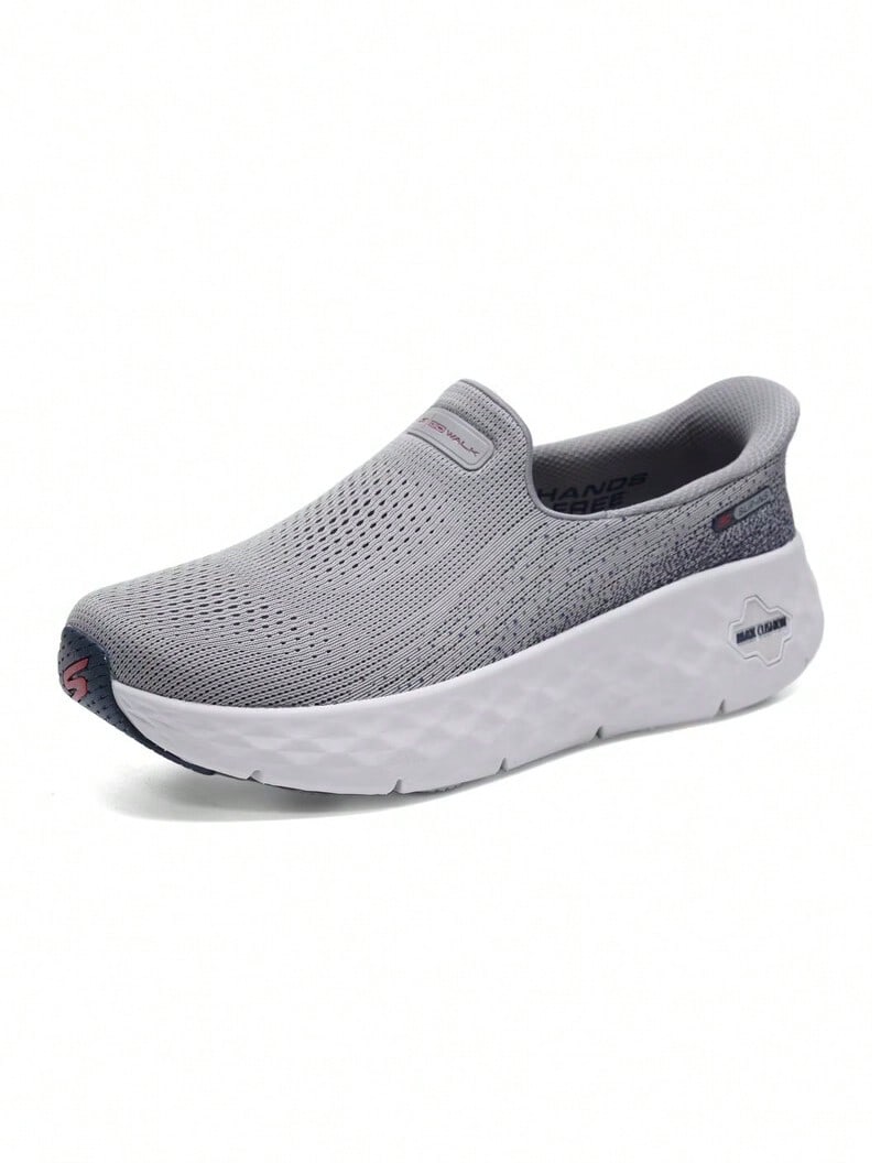 Skechers Men's MAX CUSHION Series SLIP-INS Hands-Free High-Rebound Thick-Sole Cushioned Breathable Casual Walking Shoes - Dark Grey - View 1