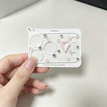 NNBILI 3D Bling Rhinestone Heart Camera Lens Protector, Compatible With IPhone 18 Pro/18 Pro Max/17 Pro/17 Pro Max, Glitter Diamond Camera Cover Film, Cute Women Phone Lens Decoration Sticker Pink - Pink - View 11