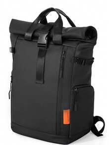 Ransel Pria Kasual Model Gulung Atas, Tas Laptop Kerja Warna Blok, Tas Sekolah Pelajar Kapasitas Besar yang Dapat Diperluas, Tas Tangan Perjalanan Multifungsi untuk Perjalanan Bisnis dan Aktivitas Luar Ruangan - MultiWarna - View 2