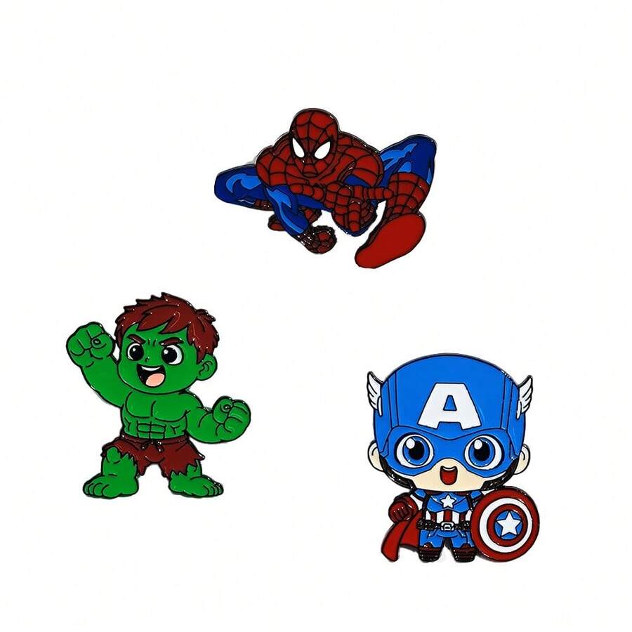 1pc Superhero Enamel Badge Chibi Giant Captain Cartoon Metal Brooch Backpack Lapel Pin Accessory - Multicolor - View 1