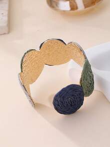 1pc Vintage Round Woven Bracelet, Bohemian Color Block Design, Versatile Bangle Suitable For Island Vacation, Countryside Outing, Commuting, And Urban Daily Wear - Multicolor - View 4